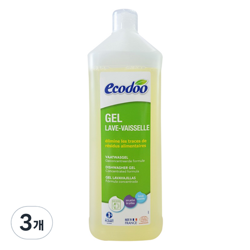 에코두 프랑스 식기세척기세제 액상형, 1L, 3개