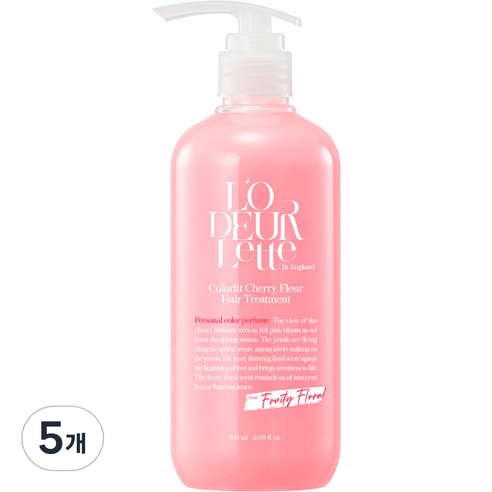 로더렛 인 잉글랜드 컬러핏 체리 플뢰르 헤어 트리트먼트, 5개, 500ml