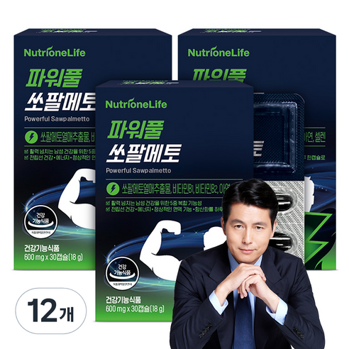 뉴트리원 파워풀 쏘팔메토 로르산 115, 30정, 12개