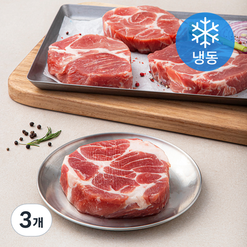 푸드장 숯불용 돼지 통목살 (냉동), 1kg, 3개