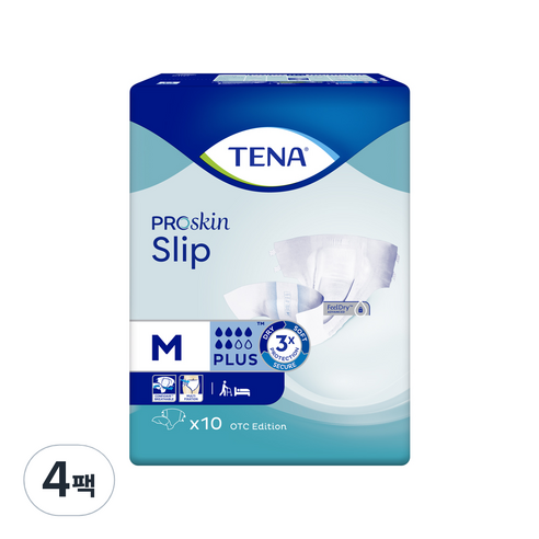 테나 플러스 남녀공용 성인기저귀, 대형, 10매입, 4팩
