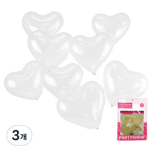 파티쇼 하트 풍선 30cm 20p, 크리스탈 클리어, 3개