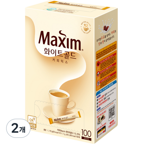 맥심 화이트골드 커피믹스, 11.7g, 100개입, 2개