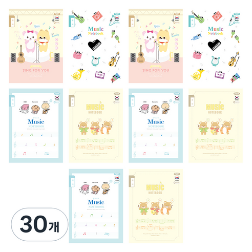 펜피아 1 000 초등 1-6 음악 제본 노트, 랜덤발송, 30개