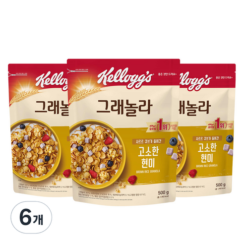 켈로그 고소한 현미 그래놀라 사르르 큐브 시리얼, 500g, 1개