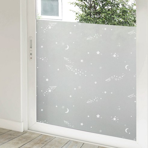 지엔홈 열 차단 무점착 유리창 시트지, 미스티비행기(NWS-04), 100cm x 2m