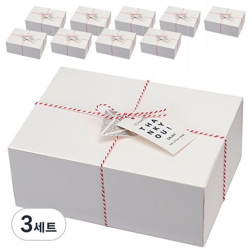 인디케이 패키지 상자 중 10p + 완충재 10p + 트와인끈 + 스티커 2종 x 10p + 텍 2종 x 10p 세트, 화이트(상자), 3세트