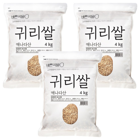 바른곡물 캐나다 귀리쌀, 4kg, 3개