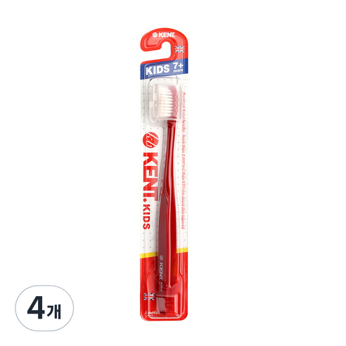 켄트 키즈 초극세모 칫솔, 레드, 1개입, 4개