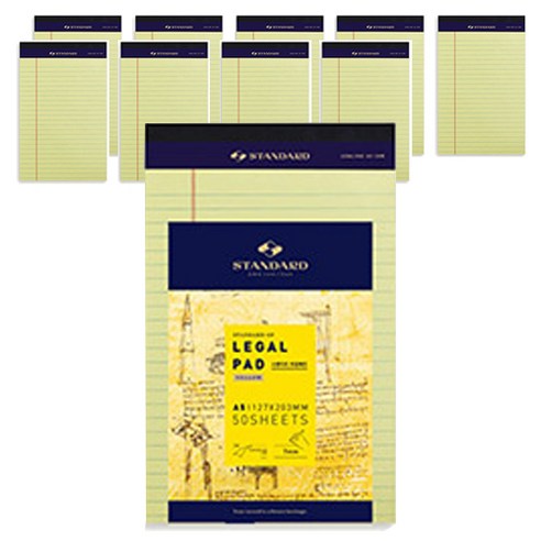 스탠다드 리갈패드 A5 50매, yellow, 1개입, 10개