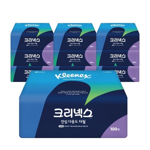 크리넥스 천연펄프 안심 다용도 키친타월 100매, 100개입, 10개