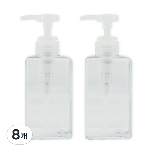 뉴앤룩 사각 리필용기 디스펜서 일반형 450ml, 01 투명, 8개