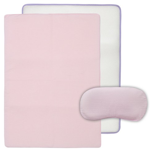 화모베이비 소프트 3중직거즈 유아 매쉬매트 L + 매쉬베개, 핑크
