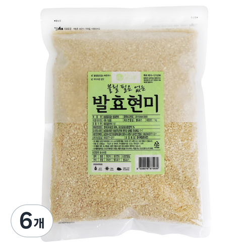 청그루 불릴 필요 없는 발효현미, 1kg, 6개