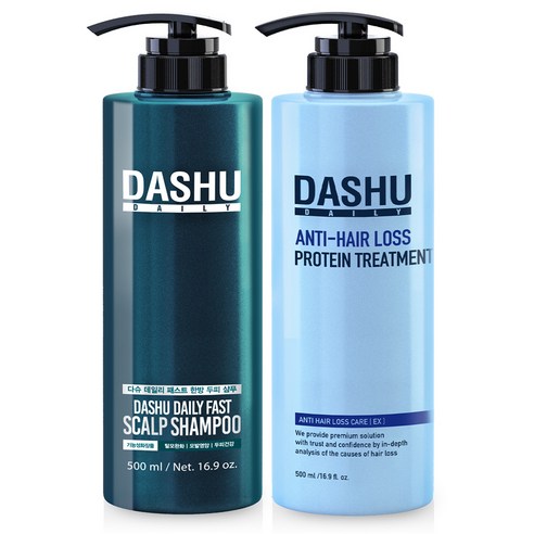 다슈 데일리 패스트 탈모증상 완화샴푸 500ml + 안티헤어로스 단백질 트리트먼트 500ml, 1세트