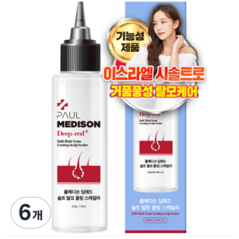 폴메디슨 딥레드 솔트 탈모 쿨링 스케일러 샴푸, 6개, 200ml