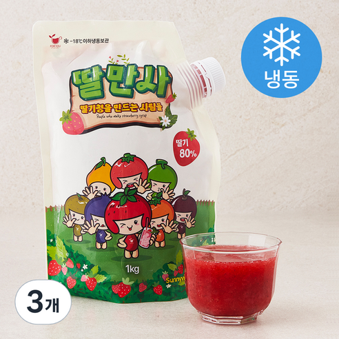 딸만사 딸기청을 만드는 사람들 딸기청 (냉동), 1kg, 3개
