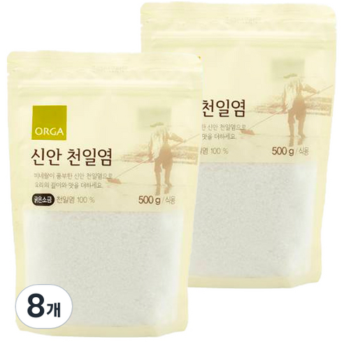 올가홀푸드 숨쉬는 갯벌 신안 천일염, 500g, 8개