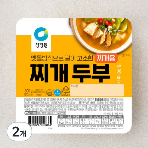 대상 청정원 찌개두부, 300g, 2개