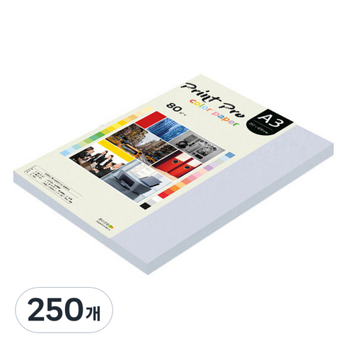 종이문화 프린트 프로 칼라 복사용지 No 19 미스티블루 80g, A3, 250개