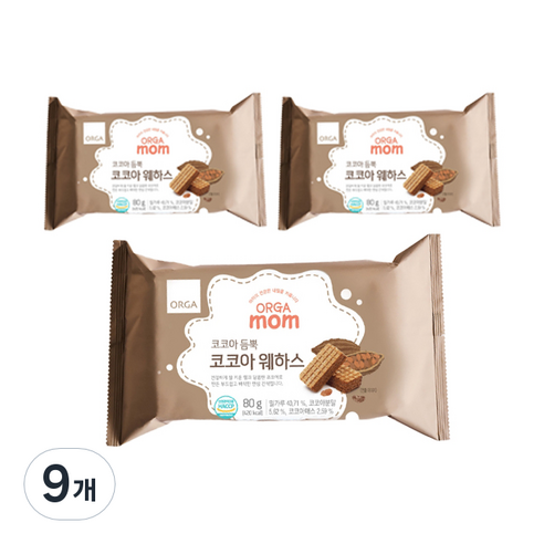 올가홀푸드 mom 코코아 웨하스 80g, 초코맛, 9개