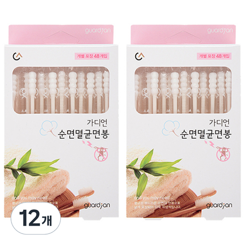 가디언몰 순면 멸균 면봉, 48개입, 12개
