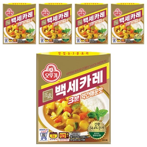오뚜기 3분 백세카레 약간매운맛, 5개, 200g