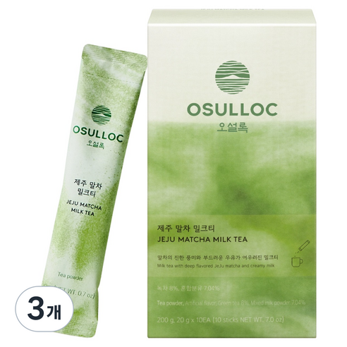 오설록 제주 말차 밀크티, 3개, 10개입, 20g