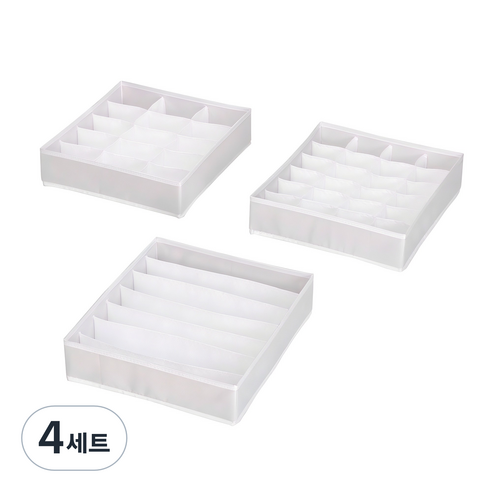 코멧 홈 프리미엄 속옷 정리함 3종(7칸+15칸+24칸), 화이트, 4세트