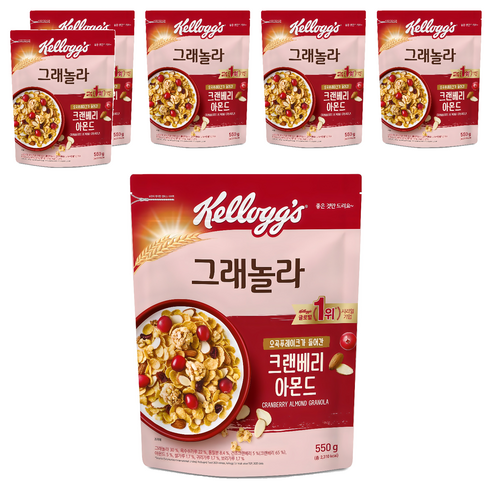 켈로그 크랜베리 아몬드 그래놀라 시리얼, 550g, 6개