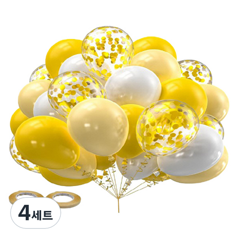 만들하비 컨페티 풍선 30p 세트, 옐로우(랜덤발송), 4세트