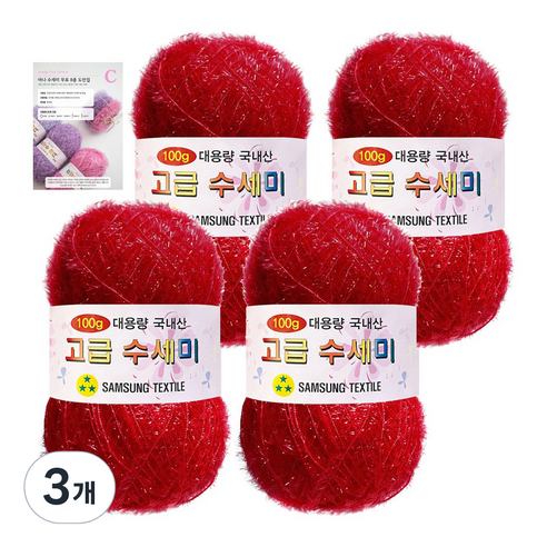 야나 대용량 수세미 100g x 4p + C 인쇄도안 8종 세트, 108 레드, 3개