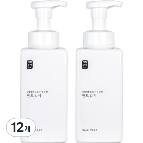생활공작소 핸드워시 솝 용기 청포도향, 12개, 520ml