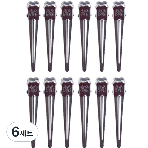 글로스앤글로우 자국없는 집게핀 소, 실버, 6세트