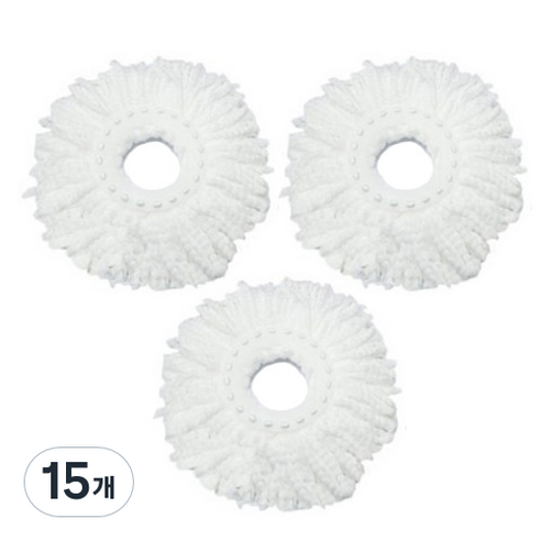 핸드스핀 청소기 리필 걸레 화이트 16cm, 15개