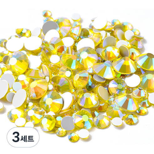 메이브라운 셀프네일 고급 컬러 사이즈혼합 평 네일스톤, M03102(옐로우), 3세트