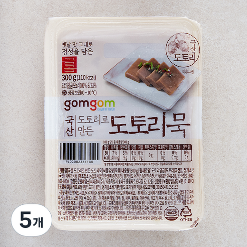 곰곰 국산 도토리로 만든 도토리묵, 300g, 5개