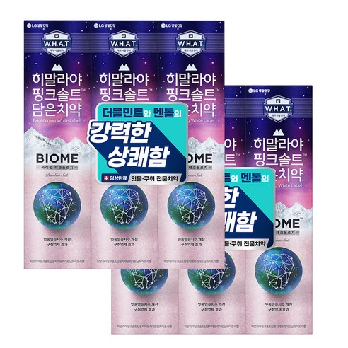 히말라야 핑크 솔트 함유 바이옴 구취 제거 치약, 100g, 6개입