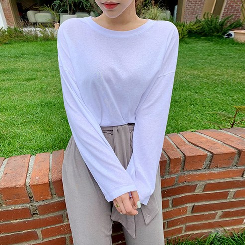 오키진 여성용 베이직 긴팔 티셔츠