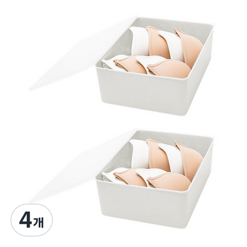 블럭마트 플라스틱 속옷 양말정리함 1칸 화이트, 4개