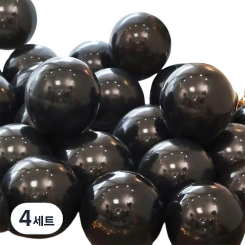 뷰라뷰 파티풍선 50p + 공기펌프 + 10m 리본 세트, 20 블랙(랜덤발송), 4세트