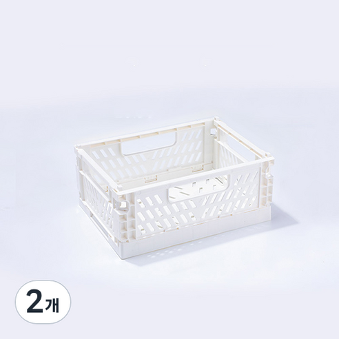 다용도 수납 정리함 폴딩 박스 M, 화이트, 2개