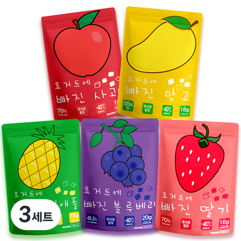 요거트에 빠진 과일칩 5종 세트, 3세트, 과일 + 요거트 혼합맛