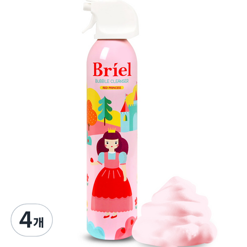 브리엘 레드 프린세스 버블 클렌저 누들타입 딸기향, 4개, 300ml