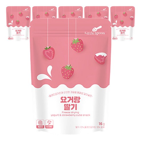 리틀스푼 동결건조 요거트 스낵 요거랑 딸기, 딸기맛, 16g, 6개