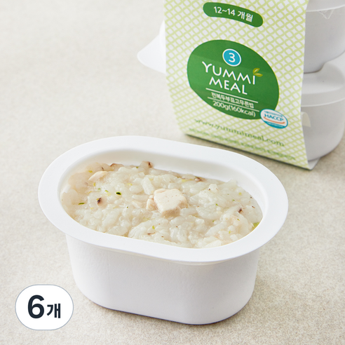 얌이밀 이유식 전복 두부 표고버섯 무른밥, 200g, 6개
