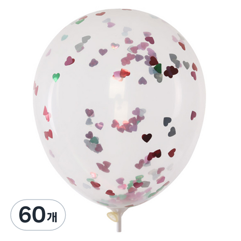 컨페티풍선 30cm, 큐티하트 믹스, 60개