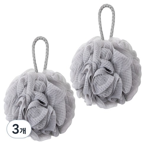 페르노엘 촘촘하고 부드러운 걸이형 버블 샤워볼 세트, 그레이, 2개입, 3개