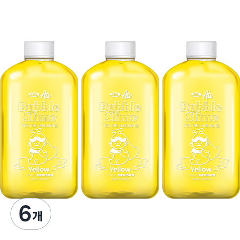 폴메디슨 대용량 키즈 아토 버블 슬라임 옐로우 옐로우, 6개, 550ml