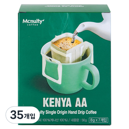맥널티 케냐 AA 핸드드립 원두커피, 8g, 7개입, 5개